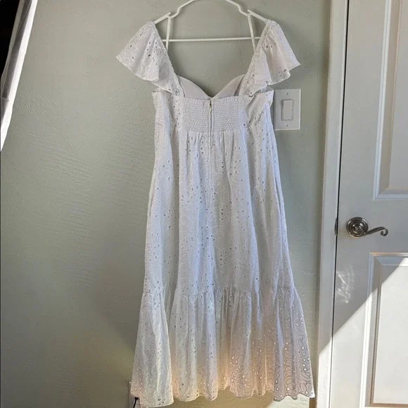 NEW Lilly Pulitzer "Lantana" White Eyelet Midi Dress Smocked Back Flutter Straps - Picture 8 of 8